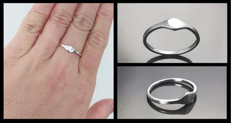 Stackable Curved Ring by KRAMIKE • Sterling Silver • Minimalist Stacking Wave Band • Engravable Initials Jewelry • Customizable Gift • KR684