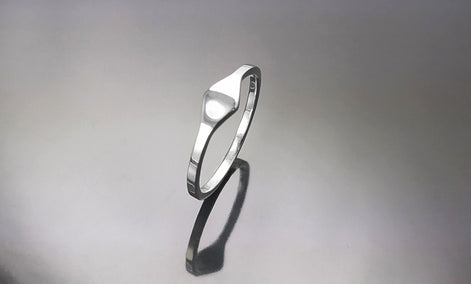 Stackable Curved Ring by KRAMIKE • Sterling Silver • Minimalist Stacking Wave Band • Engravable Initials Jewelry • Customizable Gift • KR684
