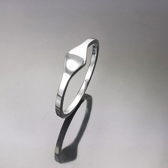 Stackable Curved Ring by KRAMIKE • Sterling Silver • Minimalist Stacking Wave Band • Engravable Initials Jewelry • Customizable Gift • KR684