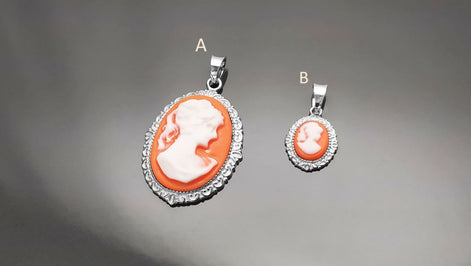 Cameo Earrings - Sterling Silver Red and white Resin stone - woman face portrait cameo - Vintage oval studs - Victorian Jewelry gift