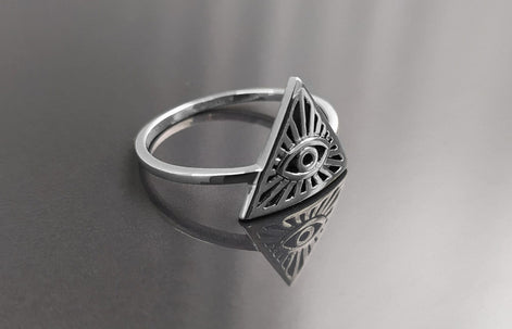 Eye Ring, Sterling Silver, All Seeing Omniscient Eye Jewelry, Eye of God, Tarot Ring, Eye of Providence, Magic Witch Amulet Protection