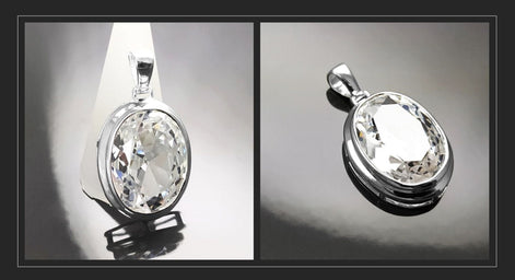 Oval White Pendant, Sterling Silver, Diamond Color Cubic Zirconia Cz , StatementModern Oval Pendant Necklace, Bold jewelry