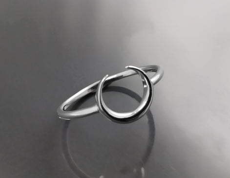 Crescent Moon Ring, Sterling Silver, Lunar Space Ring, Celestial Jewelry, Astronomy Moon Band, Cosmic Moon Universe Gift, Astrology gift