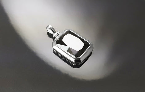 Black rectangle pendant, sterling silver, Oversized big stone cz, big rectangle necklace, unisex man women gift