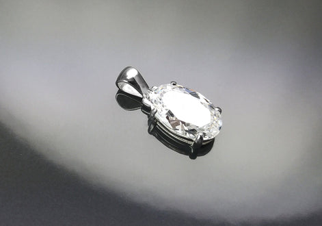 Oval Stone pendant, sterling silver, White Clear Cz stone jewelry, Minimalist oval necklace, classic everyday gift for her