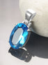 Blue Stone Necklace, sterling silver, classic oval shape topaz color Cz stone necklace, Classic Minimalist Stones jewelry, Blue Oval Pendant