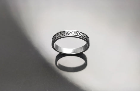 Viking Ring, Sterling Silver Unisex Ring, Original Norse Promise Ring, Alternative Wedding Jewelry, Mixt Tribal Band, Celtic Crossed Ring