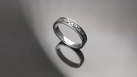 Viking Ring, Sterling Silver Unisex Ring, Original Norse Promise Ring, Alternative Wedding Jewelry, Mixt Tribal Band, Celtic Crossed Ring