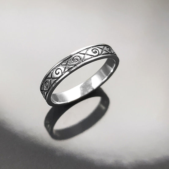 Viking Ring, Sterling Silver Unisex Ring, Original Norse Promise Ring, Alternative Wedding Jewelry, Mixt Tribal Band, Celtic Crossed Ring