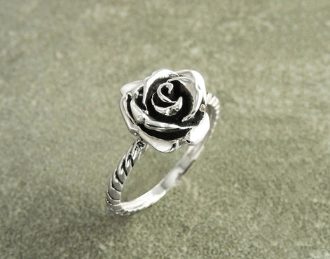 Rose Blossom Ring, Sterling Silver, Romantic Rose Flower, Engagement Ring, Handmade Rosebud Ring, Promise Jewelry, Valentine's Day Gifts