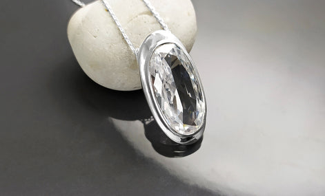 Dangle Earrings, sterling silver jewelry, big Clear cz stone, white diamond color, statement Oval Lever back Hook Earrings, women gift