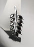 Sterling Silver Laurel Leaves Pendant, Black Lab CZ Stones, Retro Olive Branch Charm