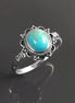 Turquoise Ring, Sterling Silver, Boho Ring, Blue Turquoise Stone Ring, Small Midi Oval Ring, Dainty Jewelry, Victorian Antique Ring
