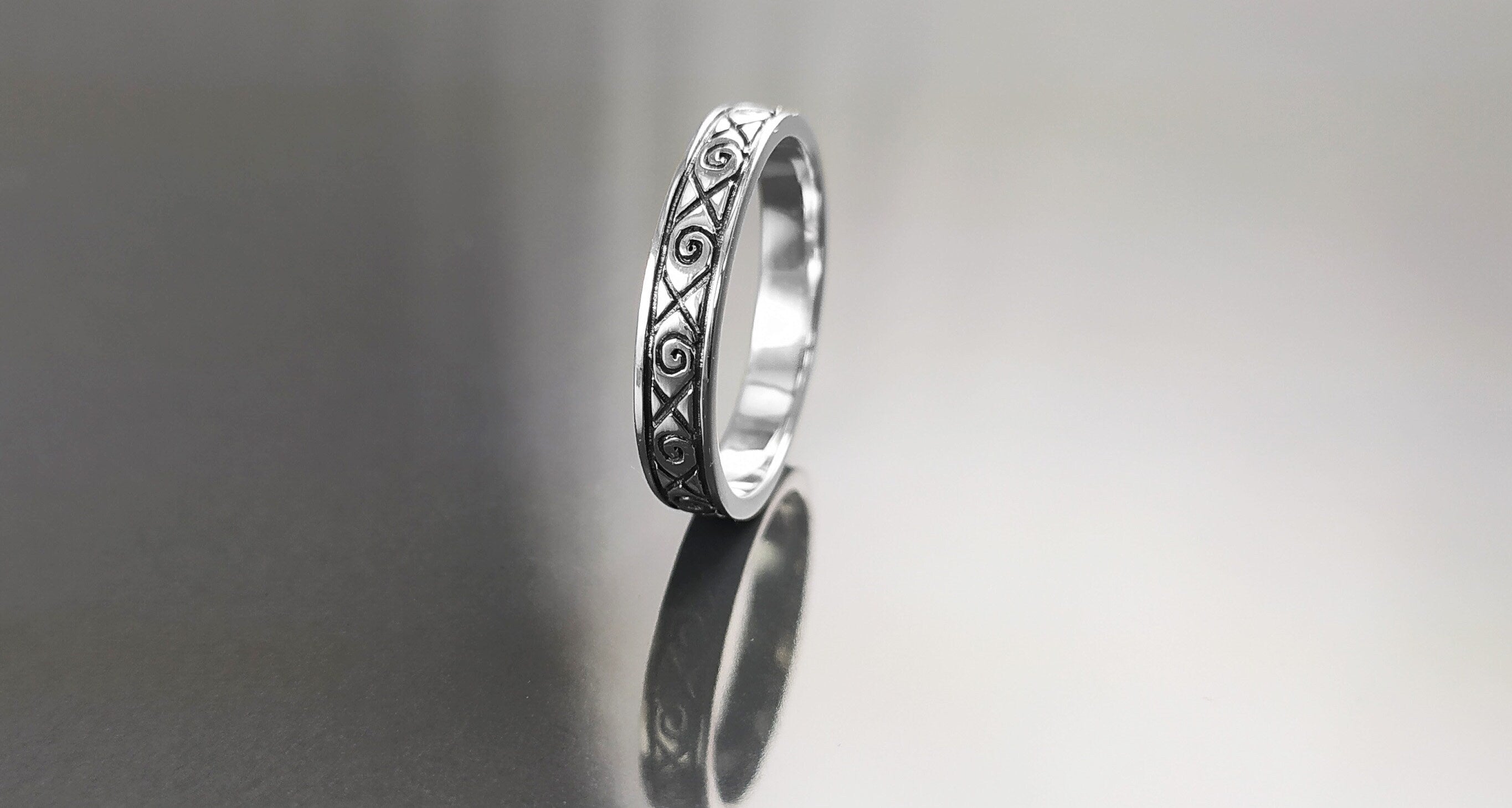 Viking Ring, Sterling Silver Unisex Ring, Original Norse Promise Ring, Alternative Wedding Jewelry, Mixt Tribal Band, Celtic Crossed Ring