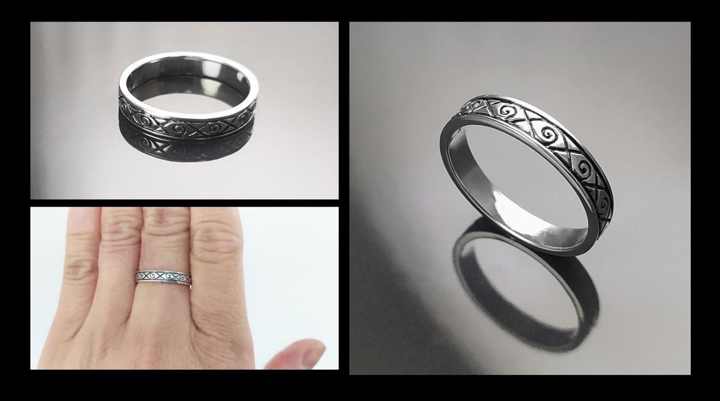 Viking Ring, Sterling Silver Unisex Ring, Original Norse Promise Ring, Alternative Wedding Jewelry, Mixt Tribal Band, Celtic Crossed Ring