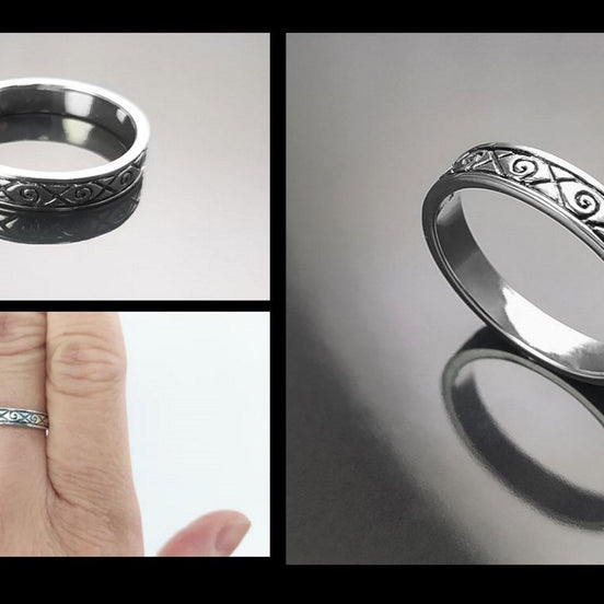 Viking Ring, Sterling Silver Unisex Ring, Original Norse Promise Ring, Alternative Wedding Jewelry, Mixt Tribal Band, Celtic Crossed Ring