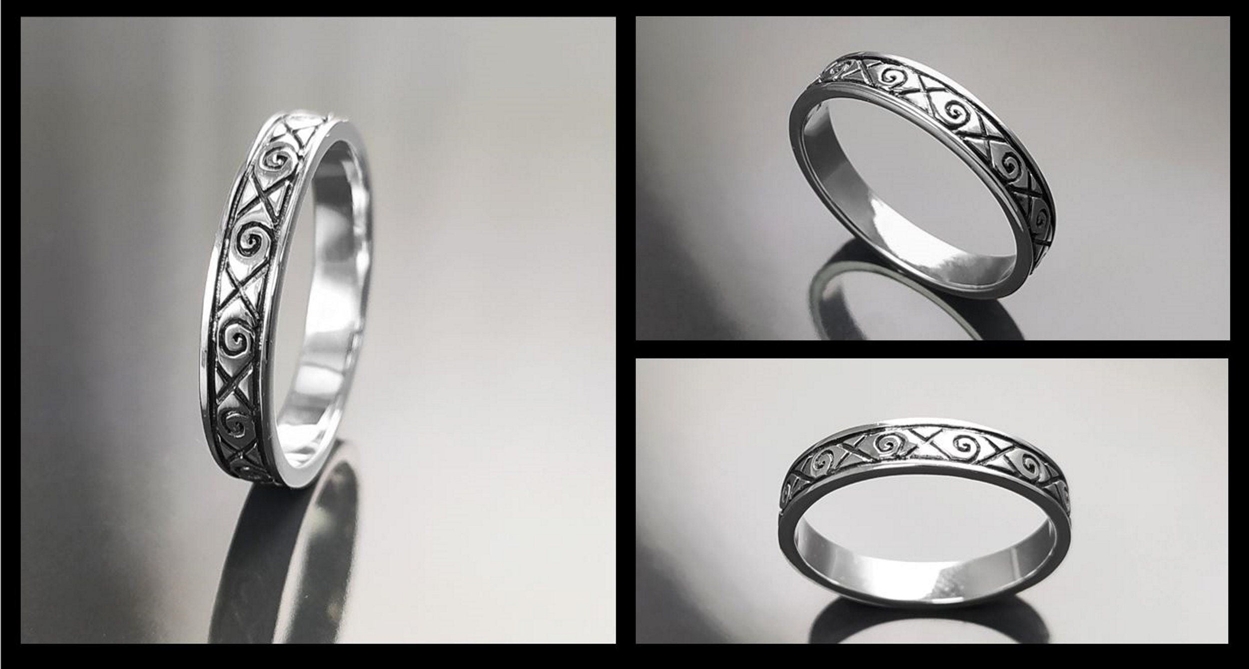 Viking Ring, Sterling Silver Unisex Ring, Original Norse Promise Ring, Alternative Wedding Jewelry, Mixt Tribal Band, Celtic Crossed Ring