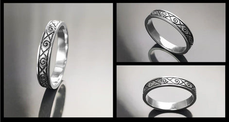 Viking Ring, Sterling Silver Unisex Ring, Original Norse Promise Ring, Alternative Wedding Jewelry, Mixt Tribal Band, Celtic Crossed Ring