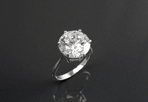 Oversize Solitaire Diamond Ring by KRAMIKE • 12mm - 6ct • Sterling Silver • Round Stone • Bridal gift • Engagement Promise Jewelry • KR188