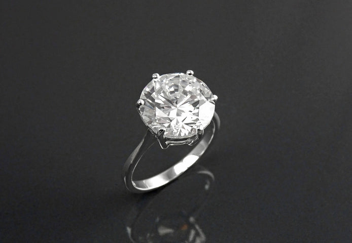 Oversize Solitaire Diamond Ring by KRAMIKE • 12mm - 6ct • Sterling Silver • Round Stone • Bridal gift • Engagement Promise Jewelry • KR188