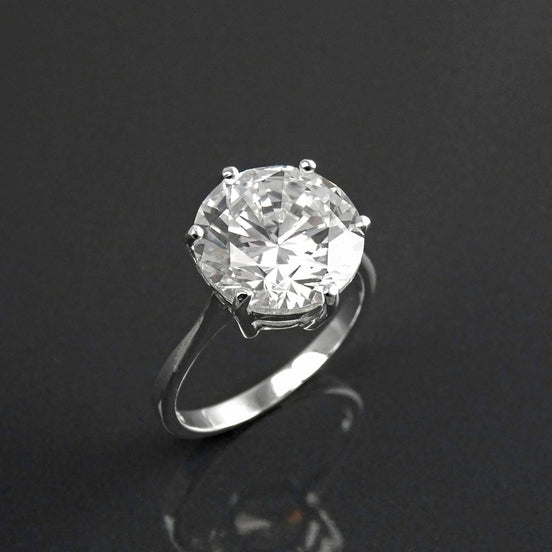 Oversize Solitaire Diamond Ring by KRAMIKE • 12mm - 6ct • Sterling Silver • Round Stone • Bridal gift • Engagement Promise Jewelry • KR188
