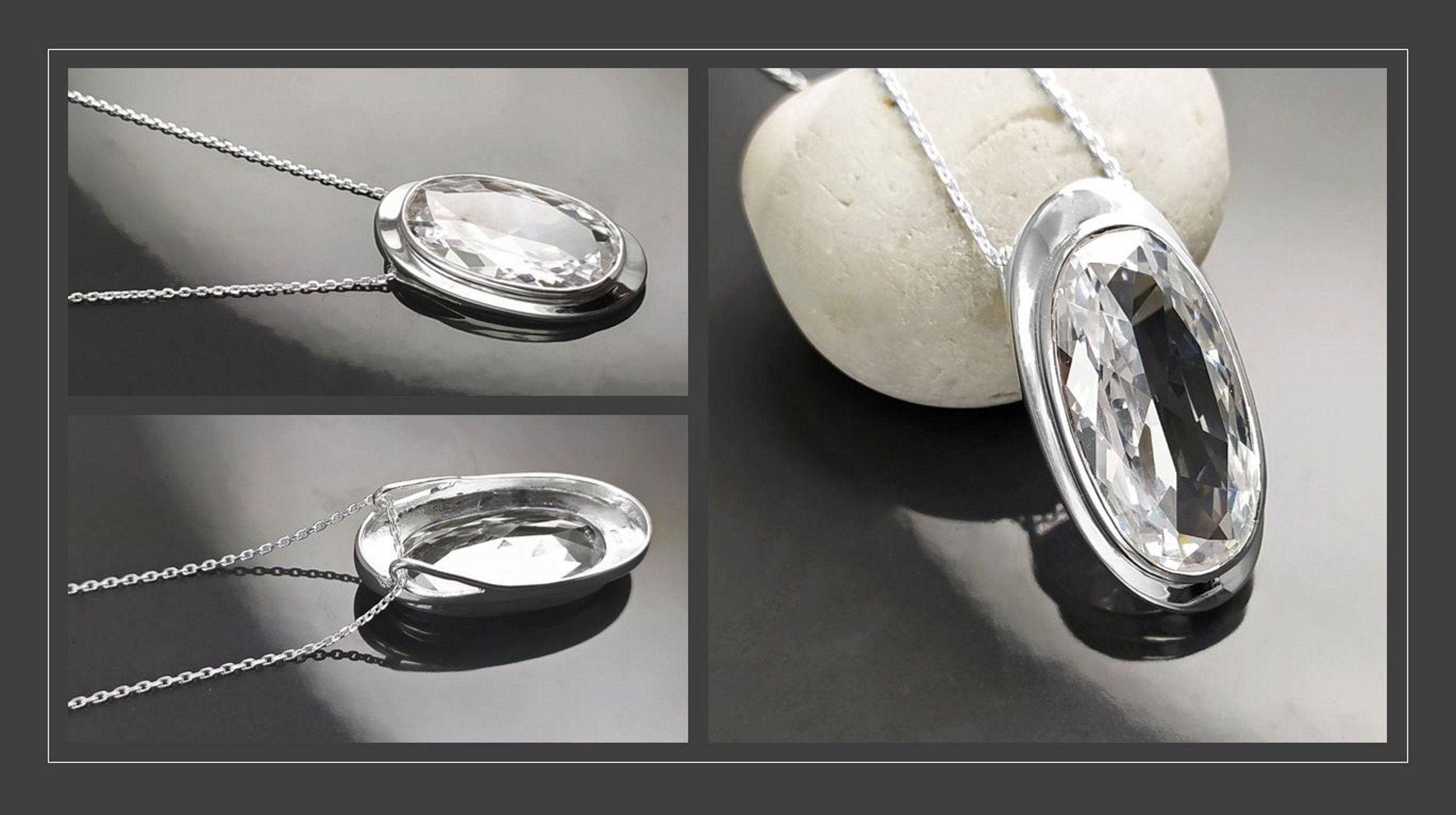 Dangle Earrings, sterling silver jewelry, big Clear cz stone, white diamond color, statement Oval Lever back Hook Earrings, women gift