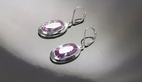 925 Oval cz Amethyst Sterling Silver Pendant, Bezel Set CZ Statement Necklace, Big cz Stone, light violet amethyst color Jewelry