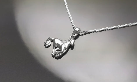 Galloping horse pendant, sterling silver, wild horse gallop, equine gift, equestrian rider jewelry, riding animal necklace, cowboy jewelry