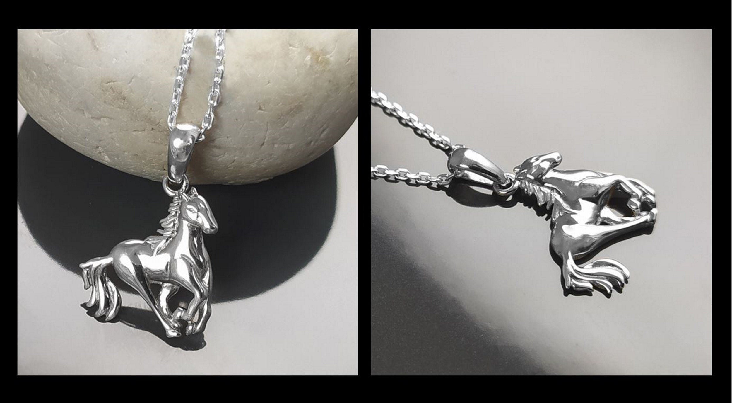 Galloping horse pendant, sterling silver, wild horse gallop, equine gift, equestrian rider jewelry, riding animal necklace, cowboy jewelry