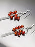 Red Stone Earrings, Sterling Silver, Dangle Pending Balls Earrings, Carnelian Gemstone, Modern Drop Hooks Chains Earrings, Woman Jewelry
