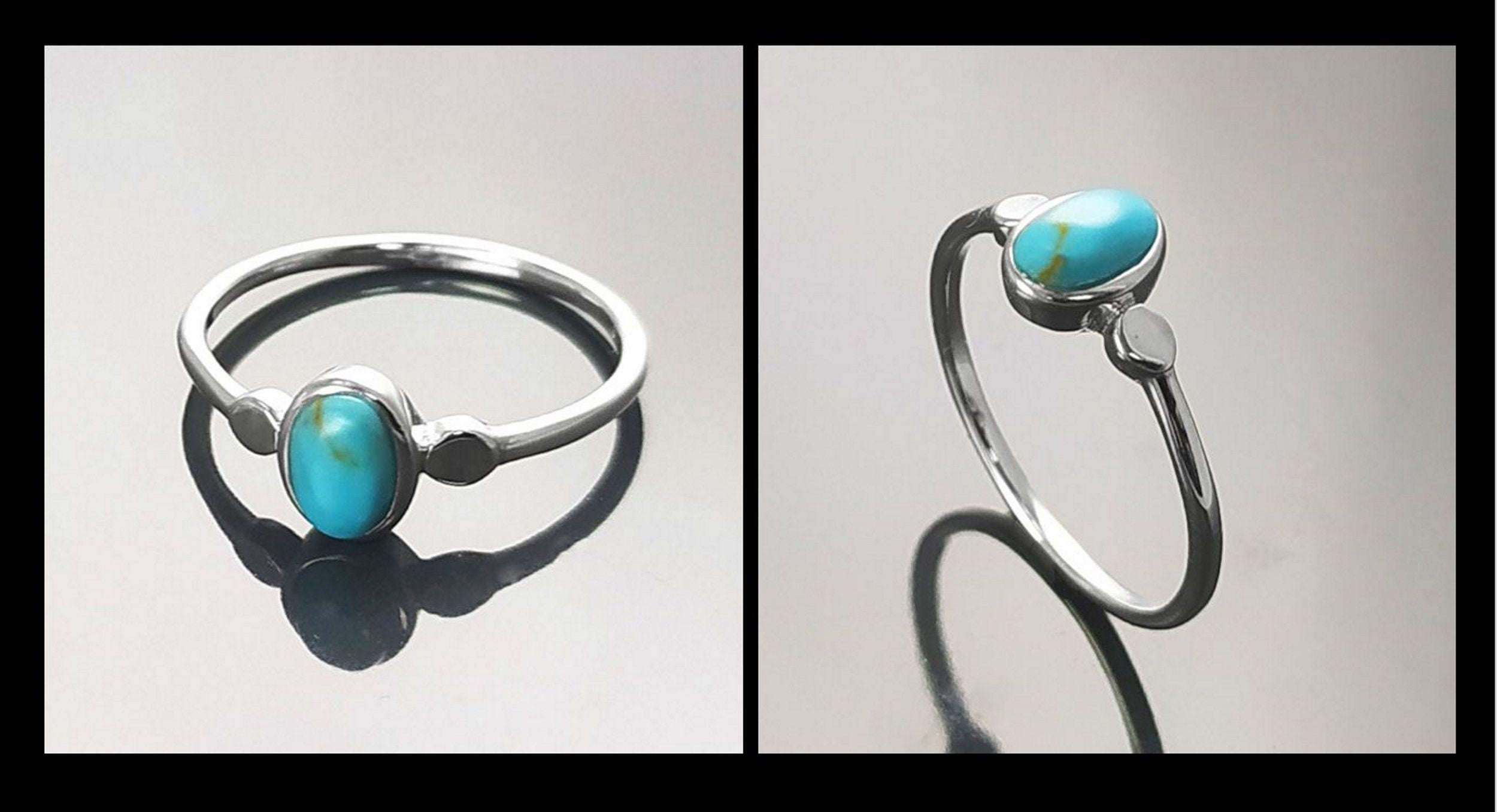 Small turquoise Ring, Sterling Silver, Blue Turquoise , Small Oval Domed Stone , Modern Minimalist Everyday Style jewelry, woman gift
