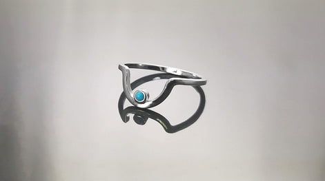 Turquoise Arch Ring, Sterling Silver, Tiny domed round stone, Half Moon, Sunrise Symbol, Moon Ring, Arc Ring, Modern Minimalist jewelry