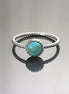 Round Turquoise Ring, Sterling Silver, Blue Turquoise Domed Stone, Boho Braided Band Ring with Braid, Minimalist Everyday Style jewelry