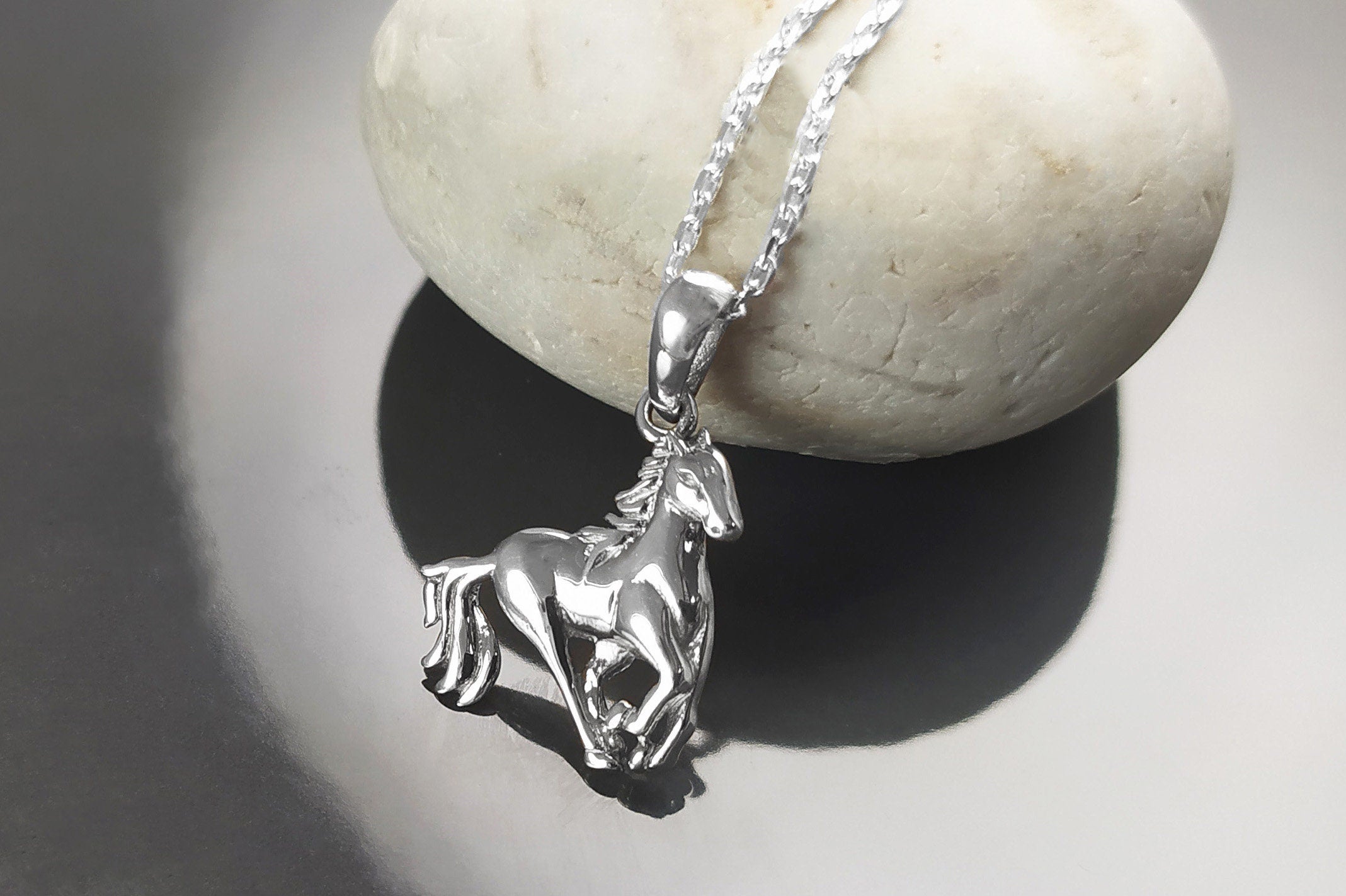 Galloping horse pendant, sterling silver, wild horse gallop, equine gift, equestrian rider jewelry, riding animal necklace, cowboy jewelry
