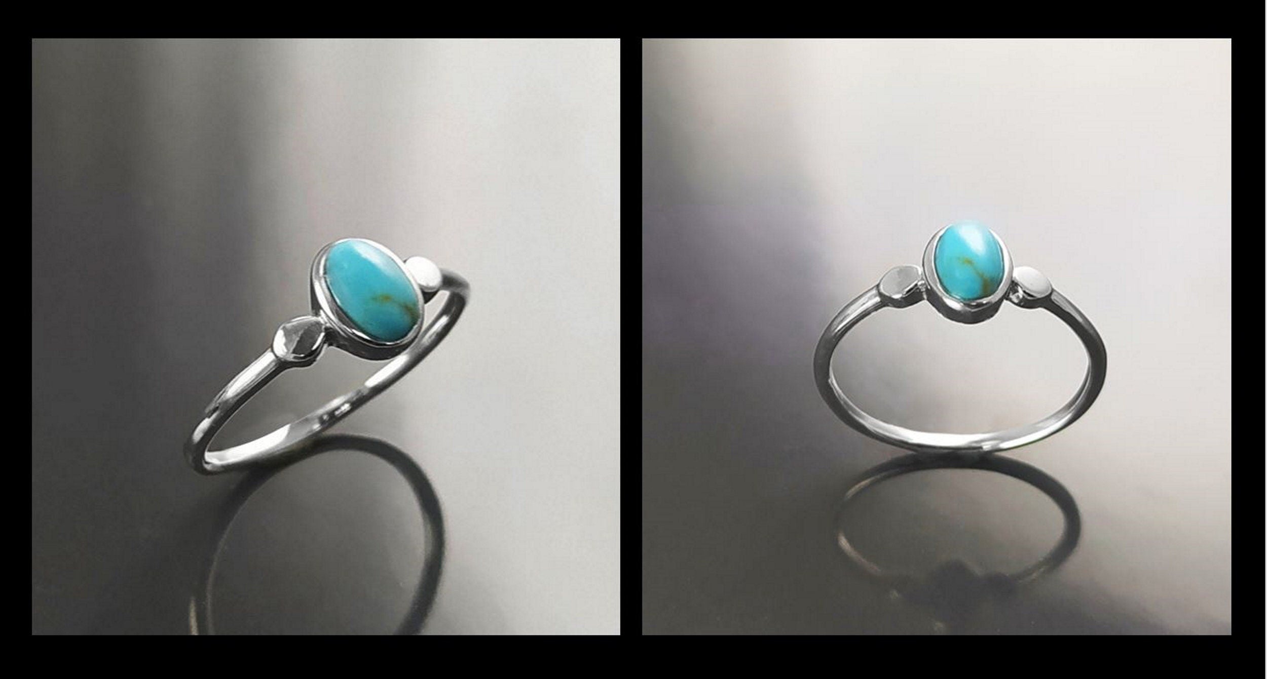 Small turquoise Ring, Sterling Silver, Blue Turquoise , Small Oval Domed Stone , Modern Minimalist Everyday Style jewelry, woman gift