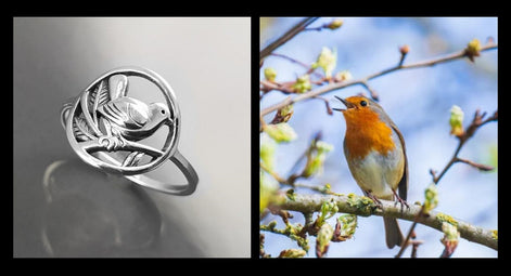 Bird Ring Sterling Silver, Small Silver Ring, Nightingale Bird Ring, Handmade Nature Jewelry