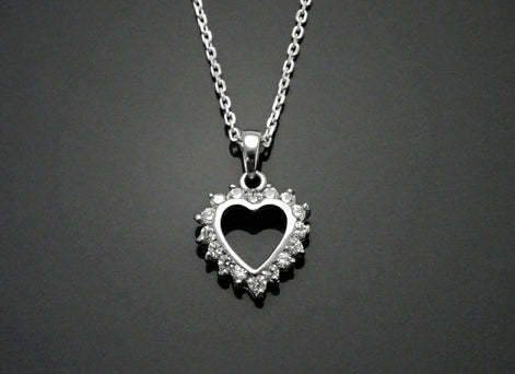 Heart Necklace, Sterling Silver, Zirconias Cz, Small Love Heart Charm, Valentine's Day Gifts, Mother's day gift