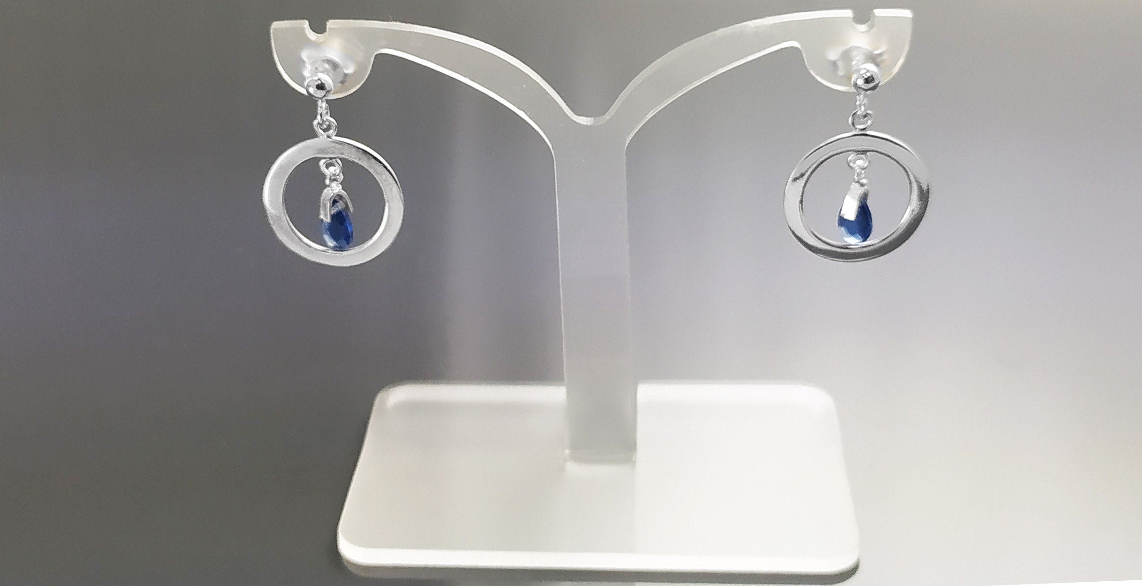 Blue Stone Earrings, sterling silver, Teardrop Blue Berry grape stones bunch Earrings, dark blueberries color, modern chain jewelry