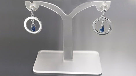 Blue Stone Earrings, sterling silver, Teardrop Blue Berry grape stones bunch Earrings, dark blueberries color, modern chain jewelry