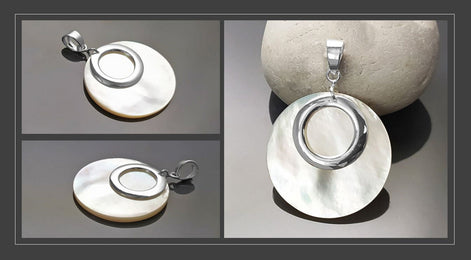 White Round Earrings, Sterling Silver, Genuine Mother of Pearl Shell Flat Discs, Modern Dangle Geometric Earrings, Minimalist Women Jewelry