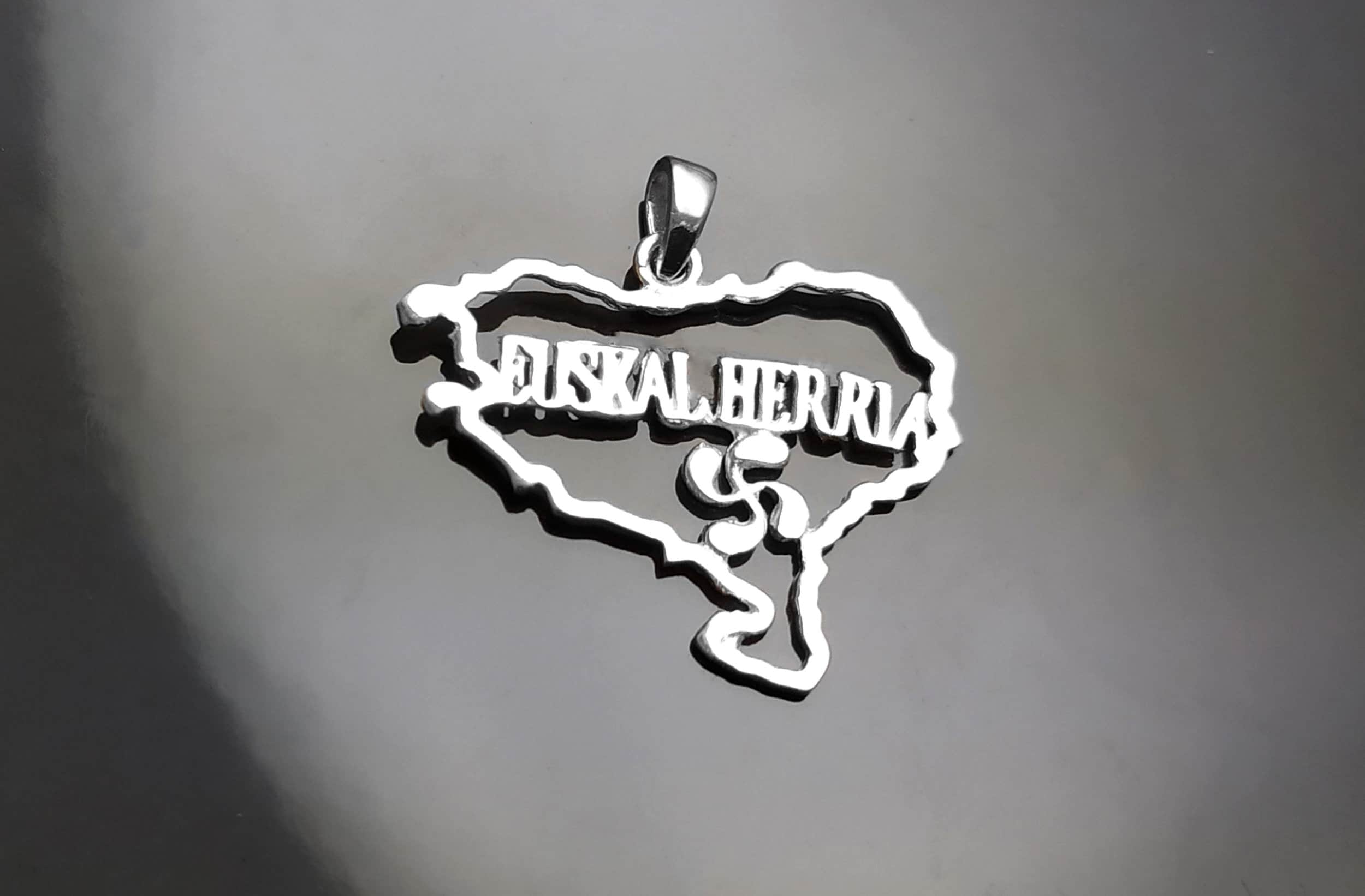 Basque Jewelry, Euskal Herria necklace, Silver 925, Zazpiak Bat Basque Country map, Lauburu Vasca sign Pendant, Euskera, Euskadi Iparralde