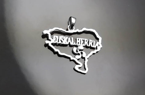 Basque Jewelry, Euskal Herria necklace, Silver 925, Zazpiak Bat Basque Country map, Lauburu Vasca sign Pendant, Euskera, Euskadi Iparralde