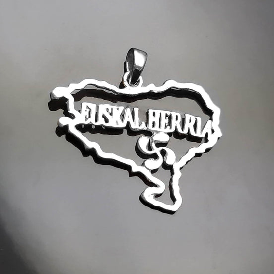 Basque Jewelry, Euskal Herria necklace, Silver 925, Zazpiak Bat Basque Country map, Lauburu Vasca sign Pendant, Euskera, Euskadi Iparralde