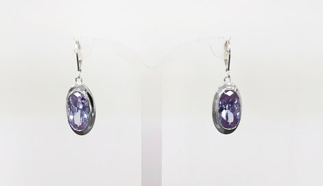925 Oval cz Amethyst Sterling Silver Pendant, Bezel Set CZ Statement Necklace, Big cz Stone, light violet amethyst color Jewelry