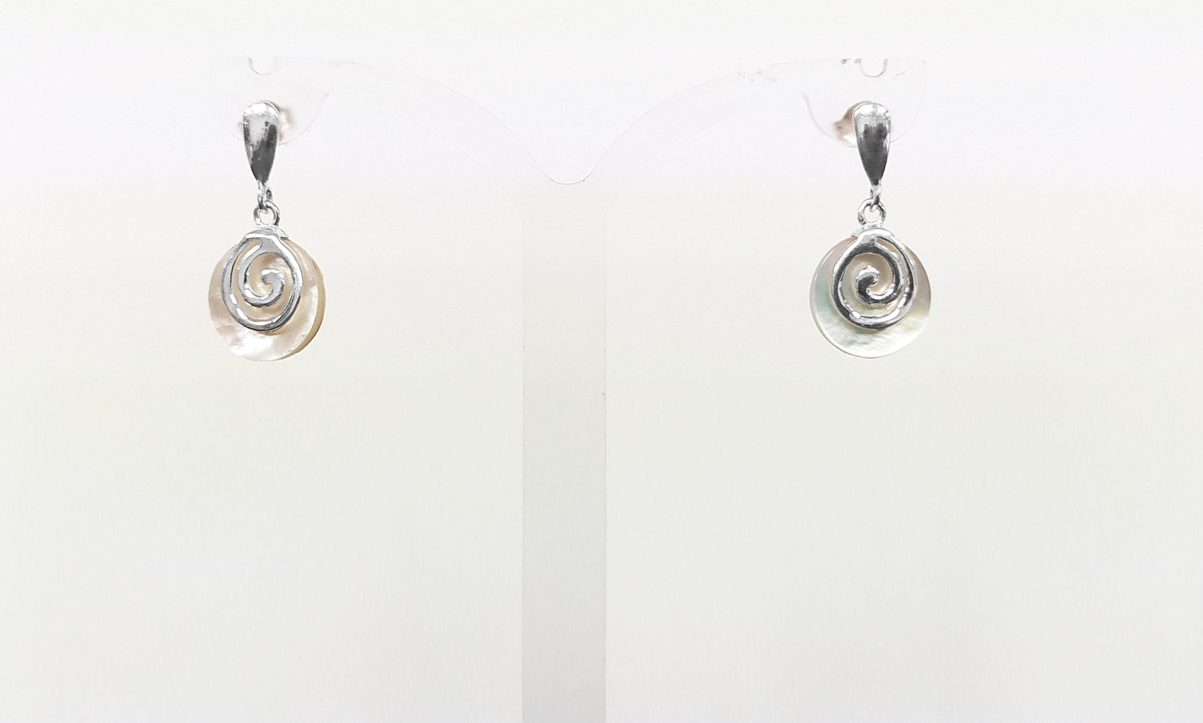 White Round Spiral Pendant, Sterling Silver, Genuine Mother of Pearl Shell Jewelry, Modern Geometric Design, Minimalist Stone Necklace