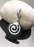 Black round Pendent, Sterling Silver 925, Black Onyx Stone Pendent, Spiral Design Pendent, Modern Swirl Design Jewelry, Small 925 Pendent