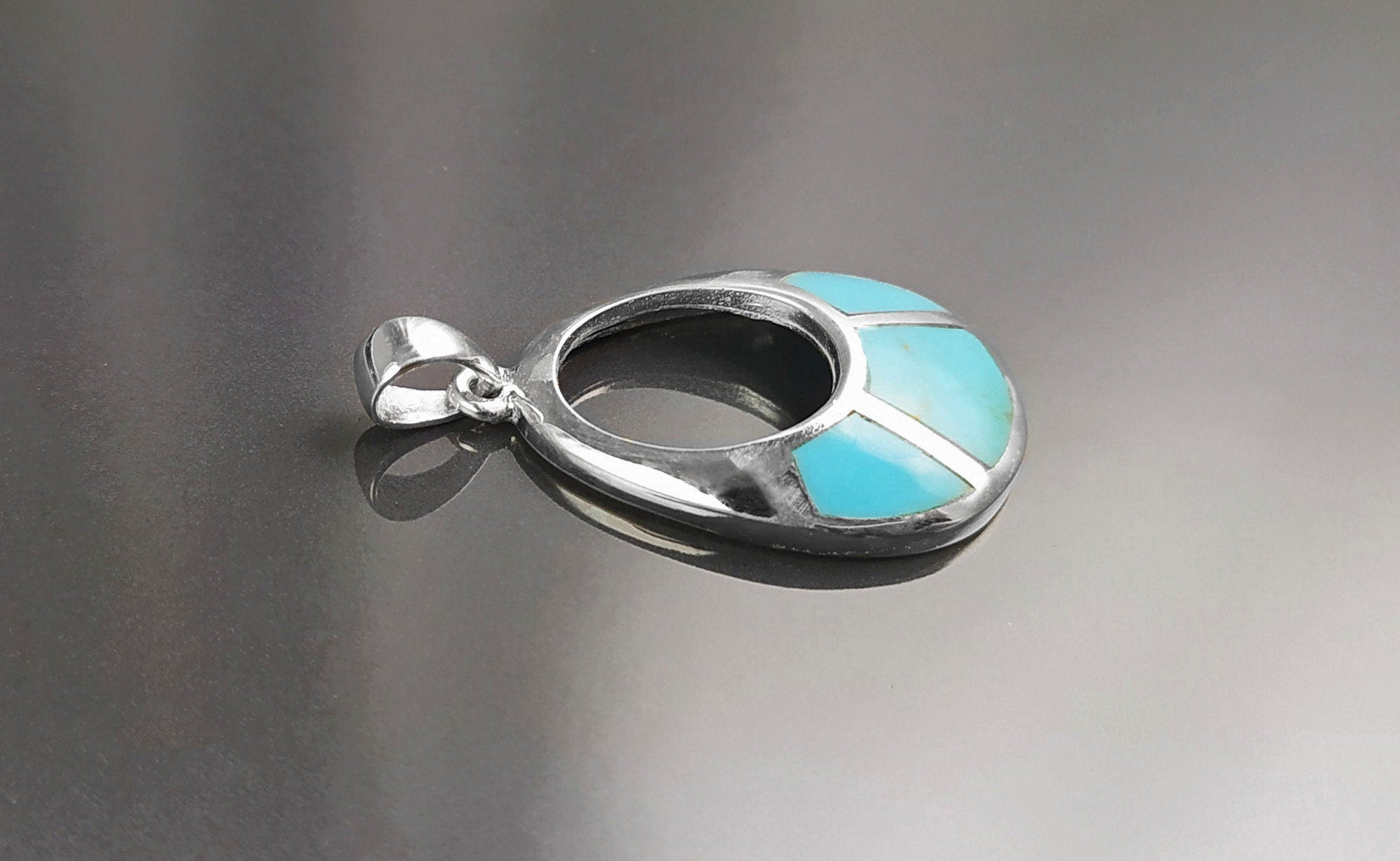 SET Turquoise Sterling Silver Earrings and Pendant Sterling Silver, Oval Almond Shape Blue Turquoise, Turquoise Stones, Dangle Earrings