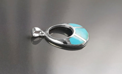 SET Turquoise Sterling Silver Earrings and Pendant Sterling Silver, Oval Almond Shape Blue Turquoise, Turquoise Stones, Dangle Earrings