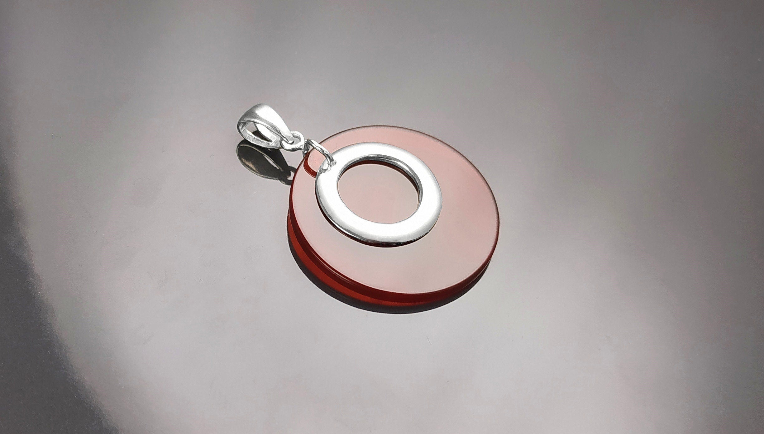 Red Dangle Round Earrings , Sterling Silver, Red Agate Stone Discs, Modern Geometric Earrings, Minimalist Women Gemstone Jewelry