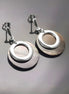 Gray Shell Earrings , Sterling Silver, Natural Grey Mother of Pearl Discs, Modern Dangle Geometric Round Earrings, Minimalist Women Jewelry